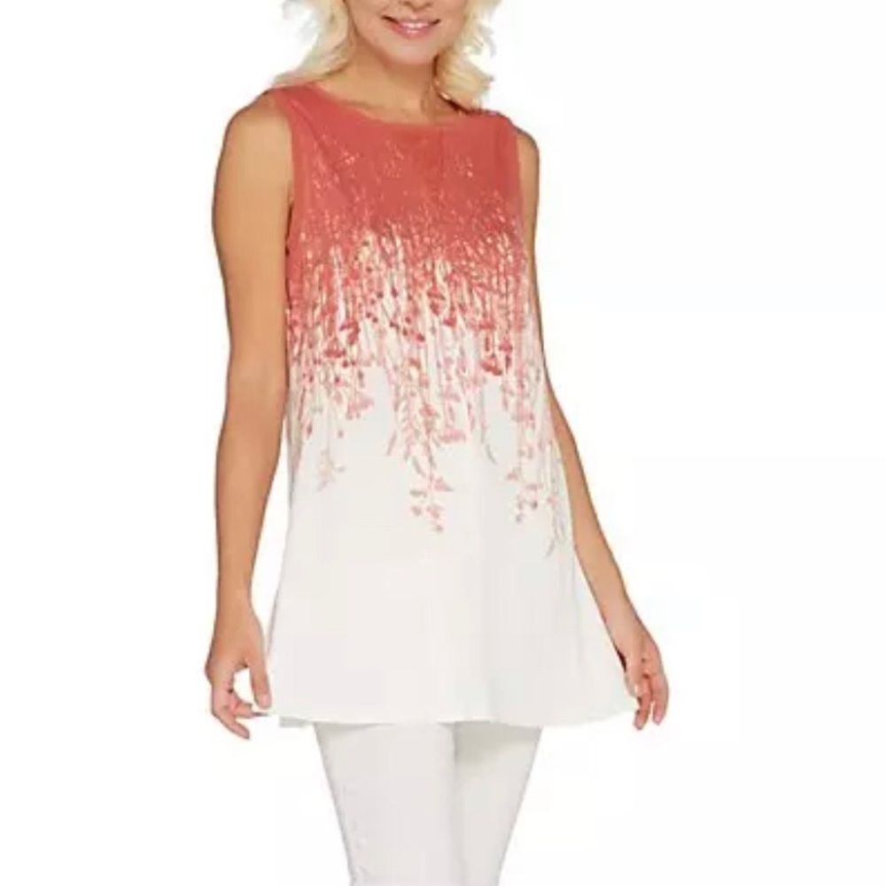 Lisa Rinna Collection Reverse Border Print Tunic